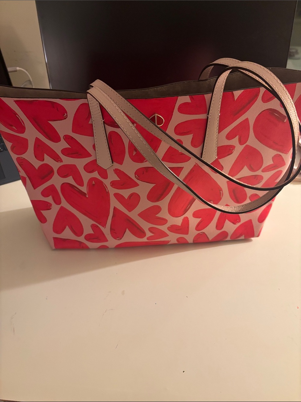 Kate spade Women's Heart Print Tote Bag - Pink and Red